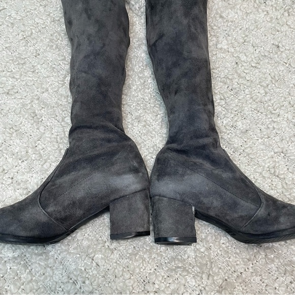 STUART Weitzman Lesley Grey Suede Over the Knee Boots 4 - Picture 7 of 10